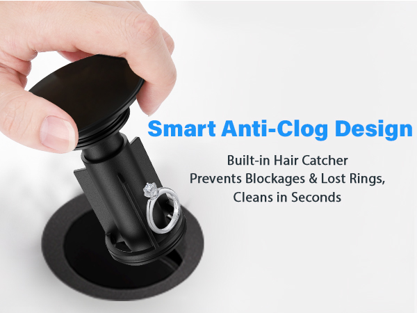 Bathroom Sink Drain Pop-up Bathroom Sink Stopper Vanity Vessel Hair Catcher Anti-Clog Strainer