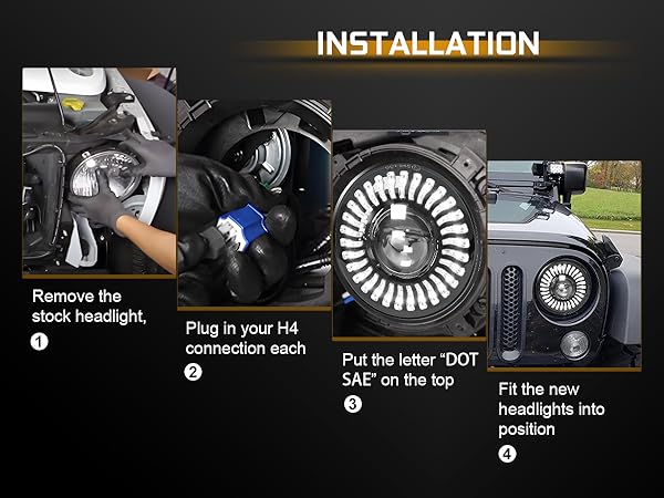 HL☺︎ Amazon.com: Zmoon 7 inch LED Headlight for Motorcycle with