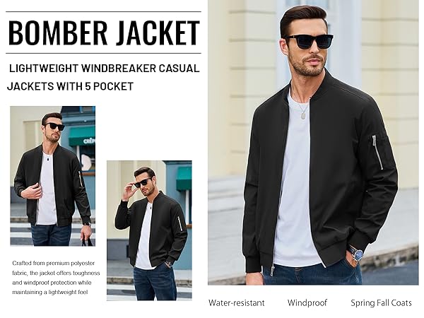 MAGCOMSEN Bomber Jacket Men Light Jacket Windproof