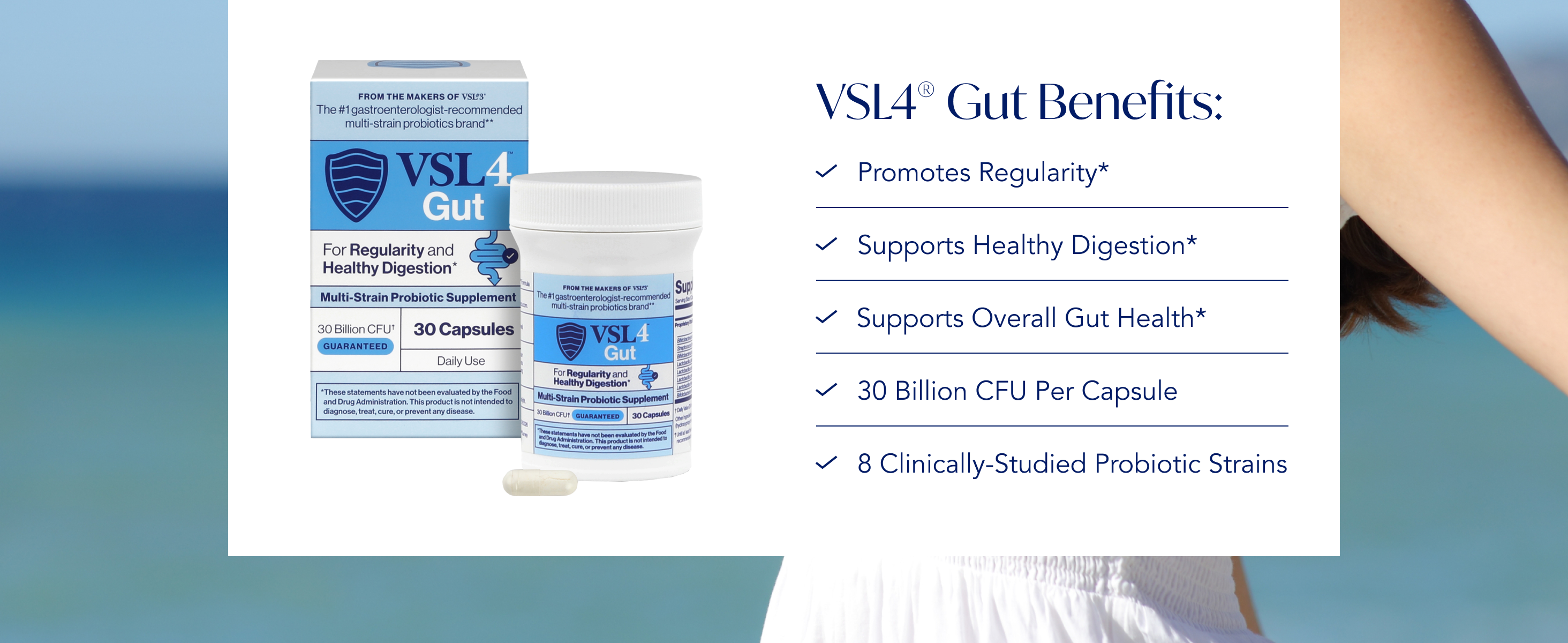VSL4® Gut Daily Probiotics for Gut Health - 30B CFUs, Multi-Strain Digestive support for Women & Men, προάγει την ισορροπία και την κανονικότητα, ισχυρή, Shelfυθμιζόμενη προβιοτική συμπλήρωμα, 30 κάψουλες
