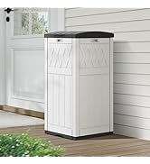 DWVO 33 Gallon Outdoor Trash Can with Tiered Lid and Drip Tray, Waterproof Resin Garbage Can for ...