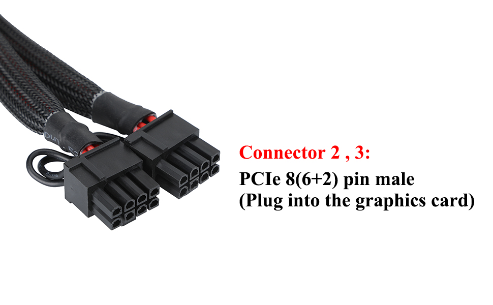 PCIe 6 Pin to Dual 8 (6+2) Pin Splitter GPU VGA Y