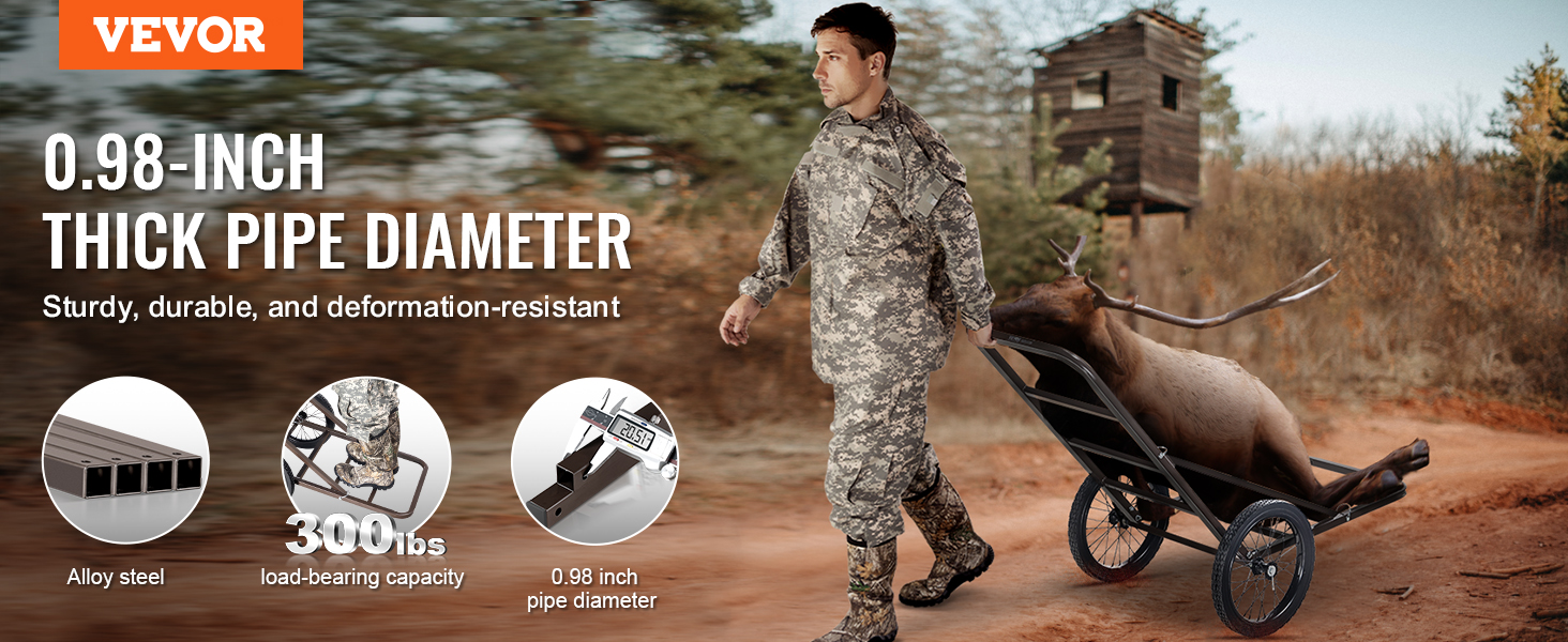 VEVOR Game Carts for Hunting, 300 LBS Deer Cart Game Hauler