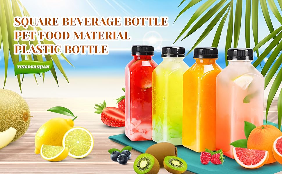 TINGDUANJIAN 6Pcs Juice Bottles Small Plastic Bottles with Lids Shot