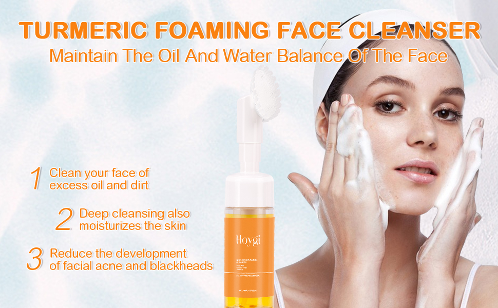 Turmeric Facial Cleanser, Turmeric Foaming Cleanser, Turmeric Face Wash With Brush