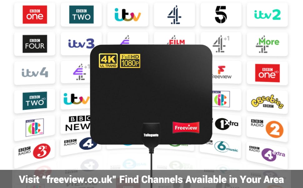 TV Aerial Indoor 250+ Miles Long Range, Amplified HD TV Antenna with