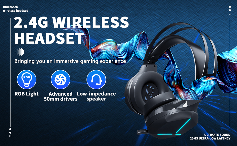 Wireless Gaming Headset with Microphone