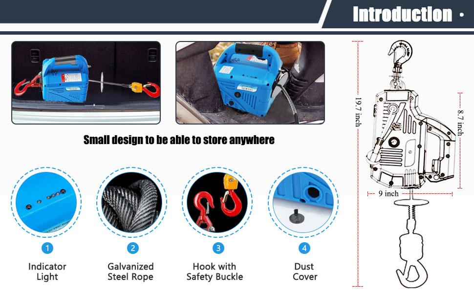 NEWTRY 1100lbs Electric Hoist Winch with Wireless Remote