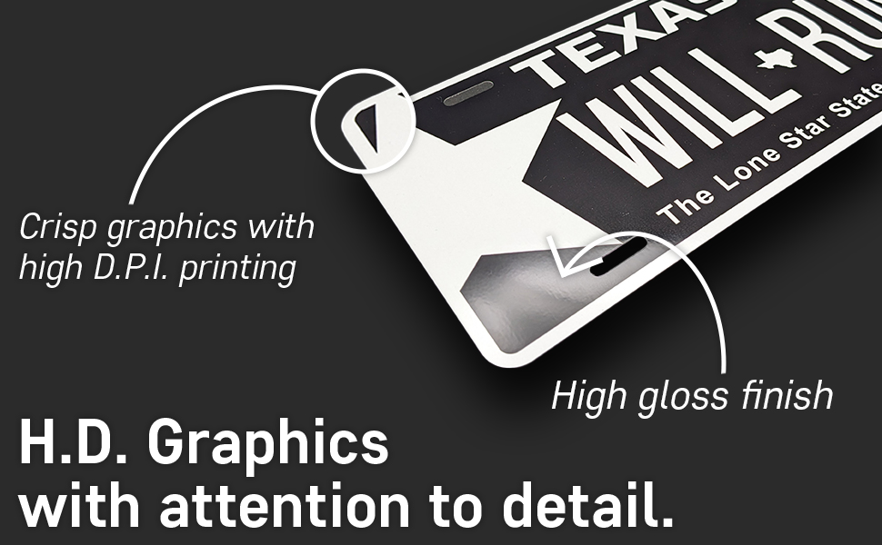 Texas WILL RUN Blackout Replica License Plate QUIET Auto