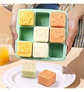 Silicone Ice Cube Tray for Freezer, Cute Bear-themed Baby Food Freezer Tray with Lid BPA-Free Per...