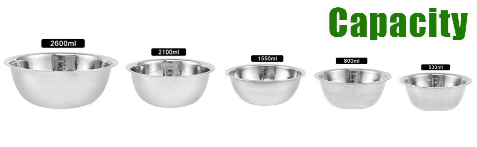 5 Piece Stainless Steel Mixing Bowl Set