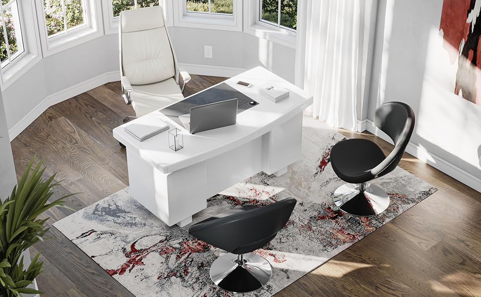 Zuri Furniture Monroe White Lacquer Modern Desk with
