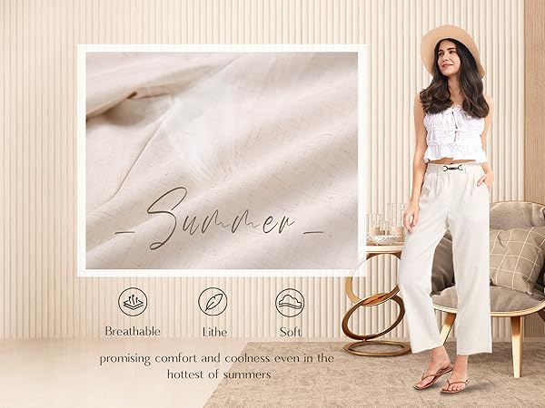 AFITNE Womens Linen Wide Leg Pants High Waist Casual Loose