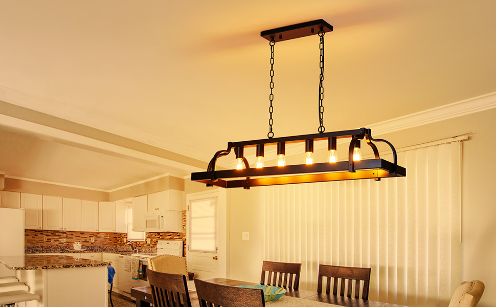 WUZUPS 6Light Metal Pot Hanging Rack Chandelier Linear Pendant Ceiling