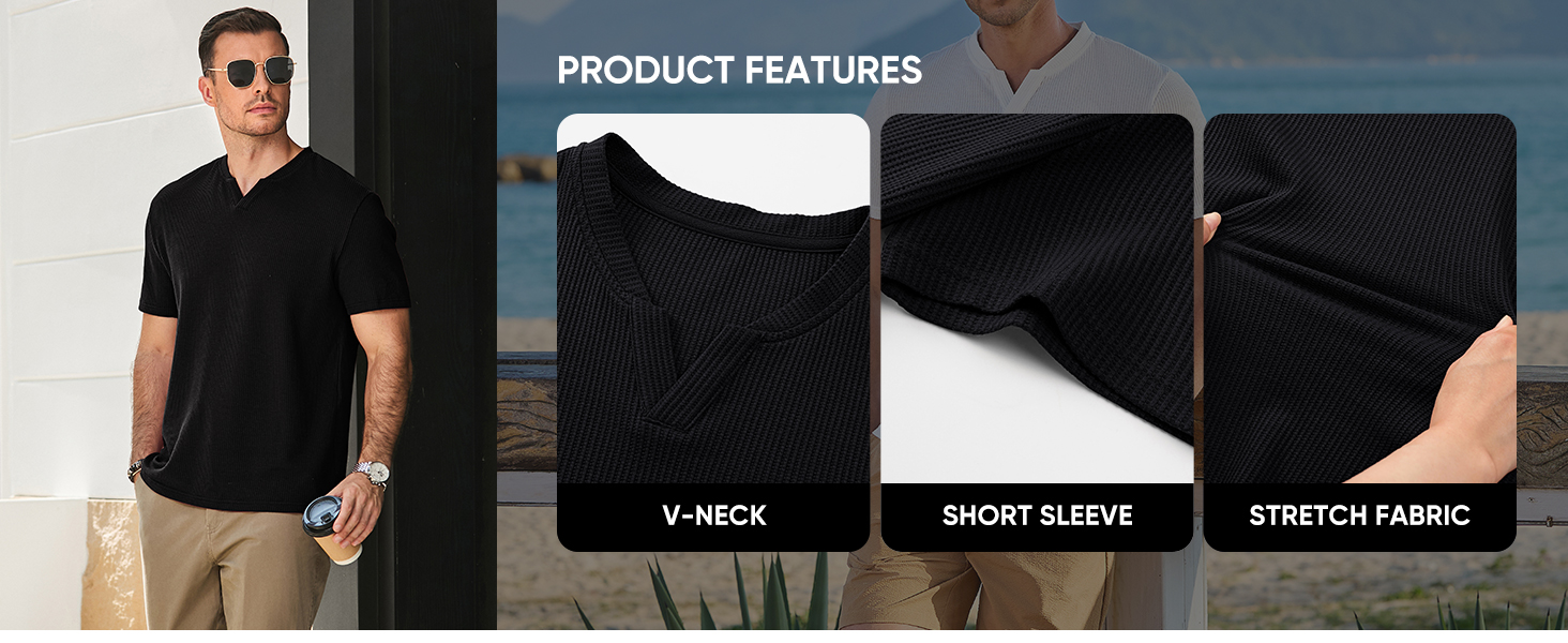 JMIERR Mens Waffle Cotton T Shirt