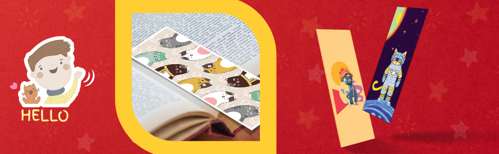 cats, meow, bookmarks, set, best printing quality, artistic