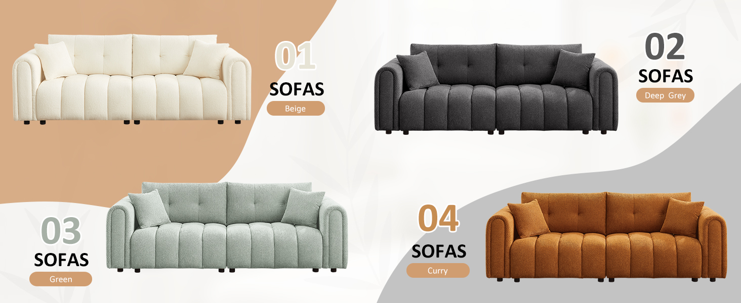 mid century boucle sofa in white beige creme dark gray curry green for living room small sofa bed