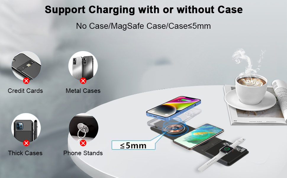 Chargeur sans Fil, 3 en 1 [Double 15W] Chargeur Induction Pliable Station de Charge Magnétique