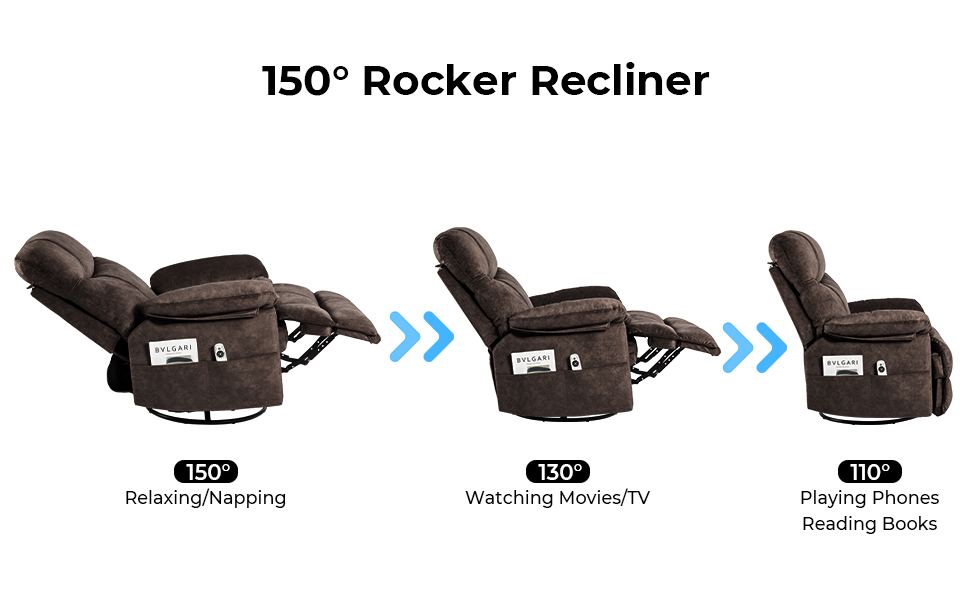 HOMYEDAMIC Heated Rocker Recliner Chair with Massage for