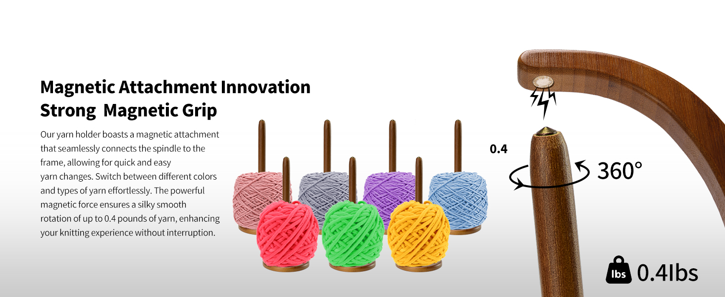 Walnut yarn holder with magnetic