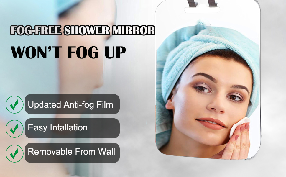 TINY SPARK 25 * 18cm Fogless Shower Mirror Fog Free Shower Mirror for Shaving with Razor Hooks