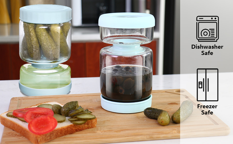 WhiteRhino Glass Pickle Container with Strainer,Olive Hourglass Jar