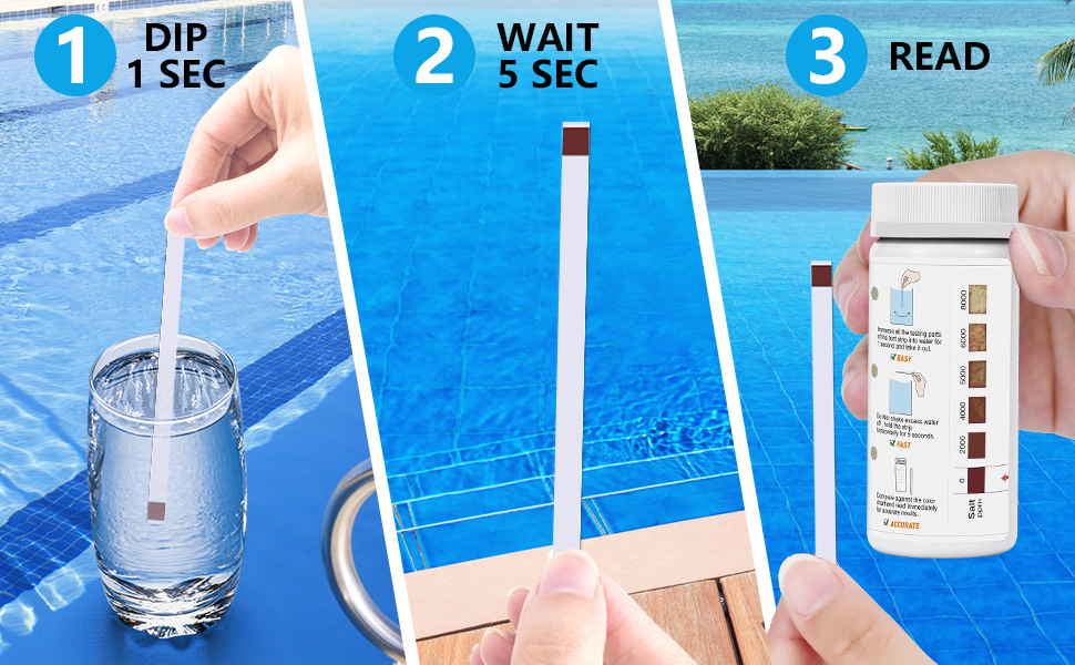Pool Salt Test Strips, 50 Count Salt Test Strips for Saltwater Pools, Saltwater Pool