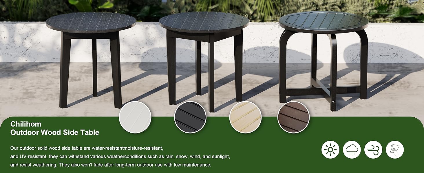 Chilihom Side Table,Black Round End Table,Outdoor Side