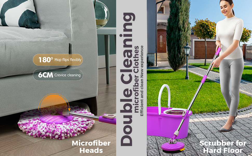 Enya Magic Spin Mop and Bucket Set Floor Mop Home Cleaning with four