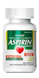 HealthA2Z Aspirin 81mg Low Strength, 300 Tablets