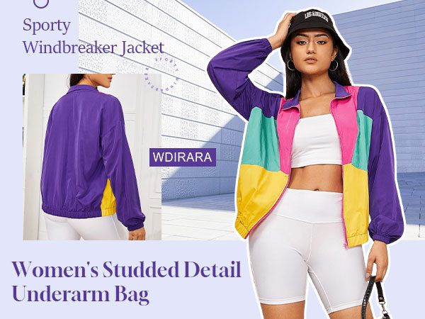 Amazon.com: WDIRARA Women's Color Block Zip Up Lightweight