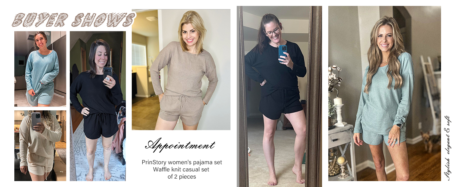 Pajamas Set for Women Waffle Knit Lounge Set 2 Piece Outfits Loungewear