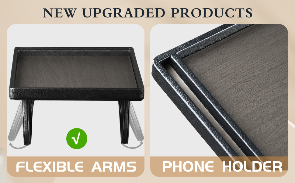 Fanousy PU Leather Couch Arm Tray, Folding Sofa Armrest