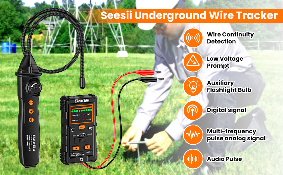 Underground Cable Locator, Seesii Wire Tracer Detector with Earphone