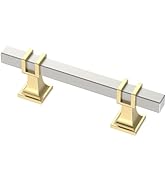 Alzassbg 10 Pack Satin Nickel and Gold Cabinet Pulls, 3 Inch(76mm) Hole Centers Kitchen Hardware ...