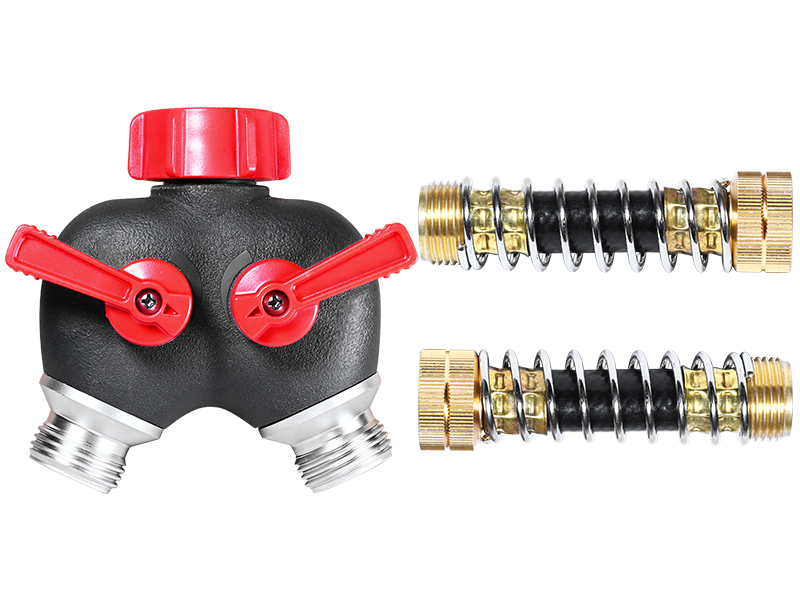 YAMATIC 2 Way Garden Hose Splitter with Hose Protector, 3/4