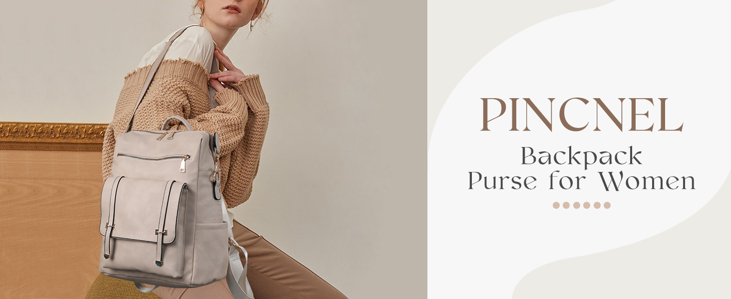 PINCNEL Backpack Purse for Women, PU Leather Designer