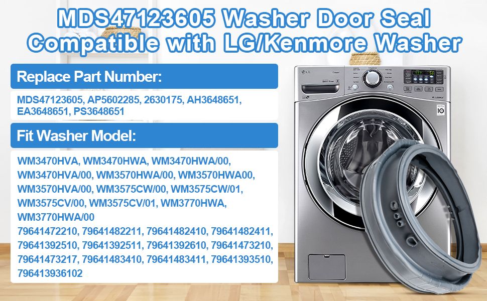 Upgraded MDS47123605 Washer Door Boot Gasket Compatible with LG Front Load Washer