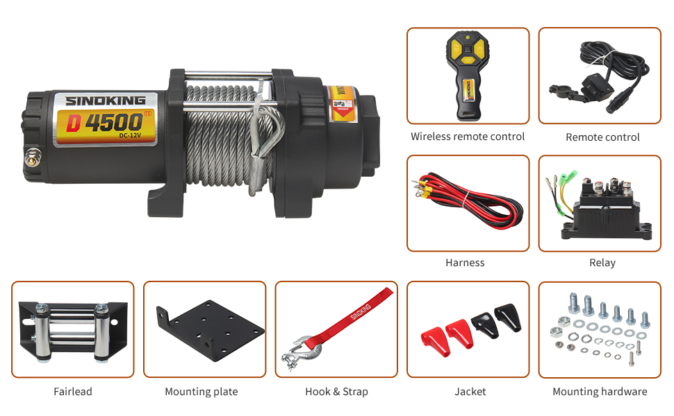4500LBS WINCH PACKING LIST