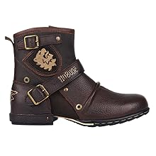 Amazon.com | OSSTONE Moto Boots for Men Fashion Zipper-up