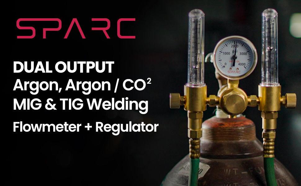 SPARC Dual Output Argon regulator with flow meter CO2 tig welder mig welding regulator