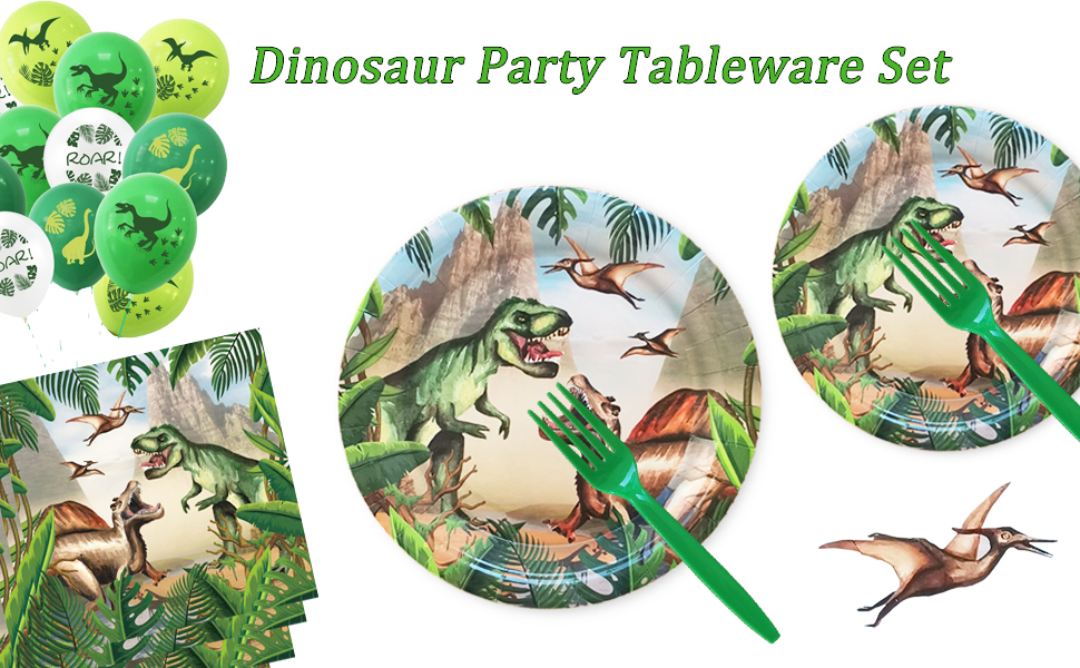 100 Pcs Dinosaur Birthday Party Supplies, Dinosaur Party