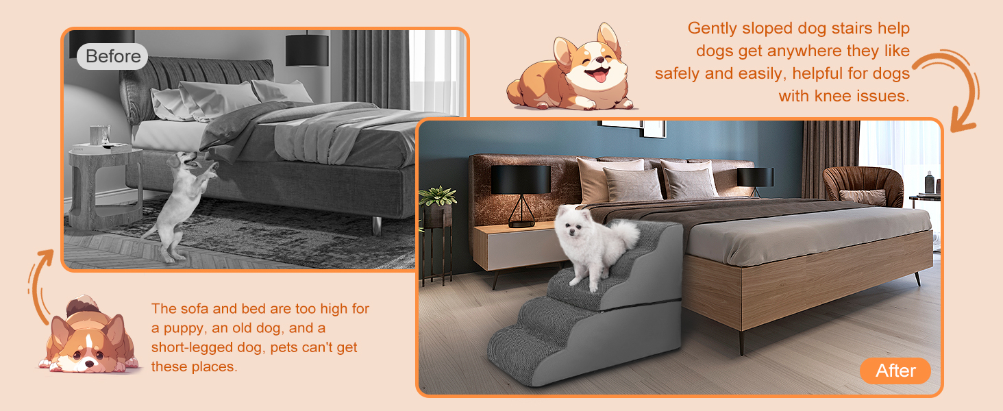 Supet Dog Stairs for Small Dog, Removable Dog Steps for