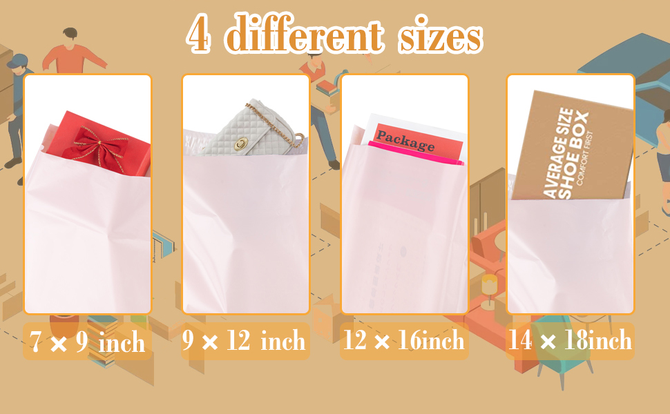 Postage Bags, 100pcs Plastic Envelope Mailers Bags Small to Large Mixed