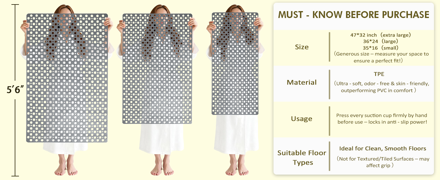 large non slip shower mat