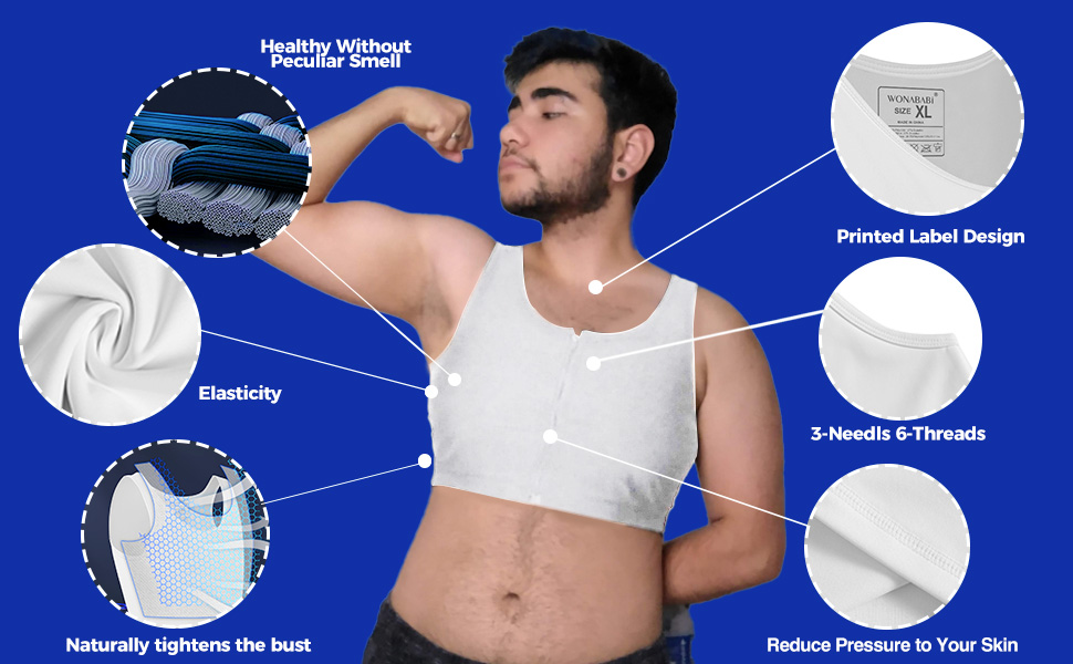 FTM袋 XUJI Chest Binder FTM Transgender Zip Up Binder Breathable
