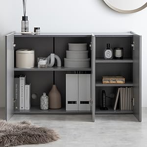 Amazon.co.jp: 家具350 Anq アンク キャビネット サイドボード 扉収納