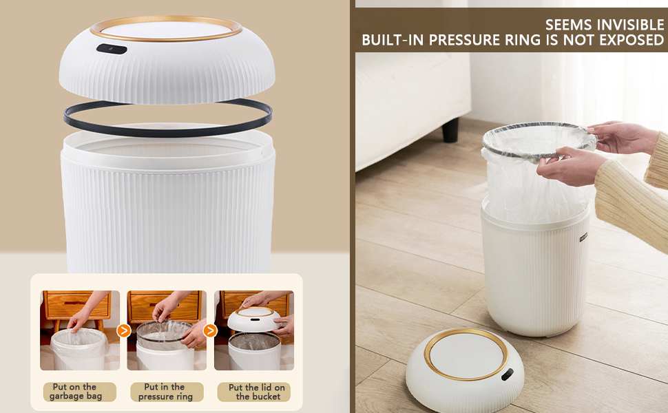 10 Liter Smart Trash Can with Lid, Round Plastic Garbage Can with Legs