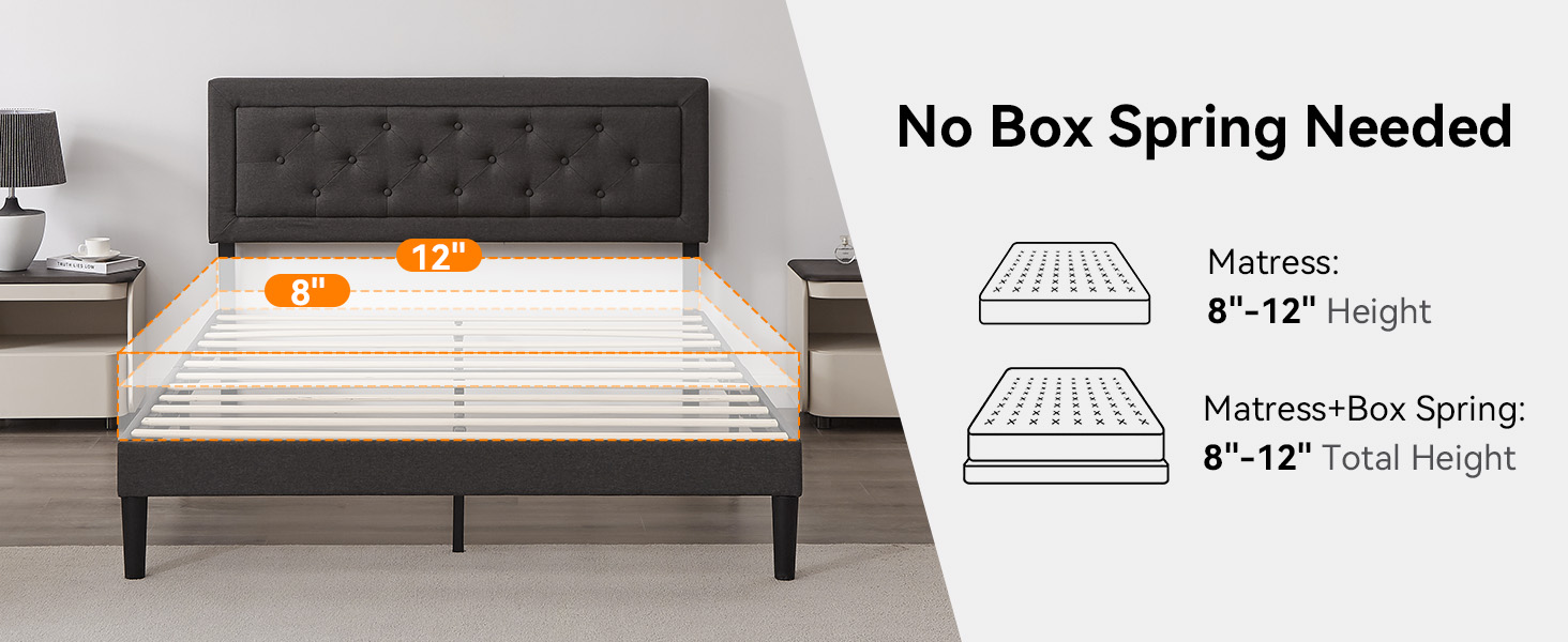 queen size bed frame with headboard,upholstered bed frame queen,grey bed frame queen tufted 8-12 
