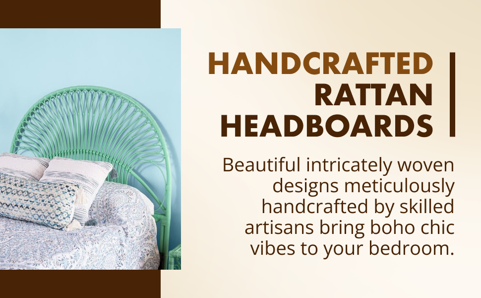 KOUBOO Rattan Loop Headboard, Twin, Natural